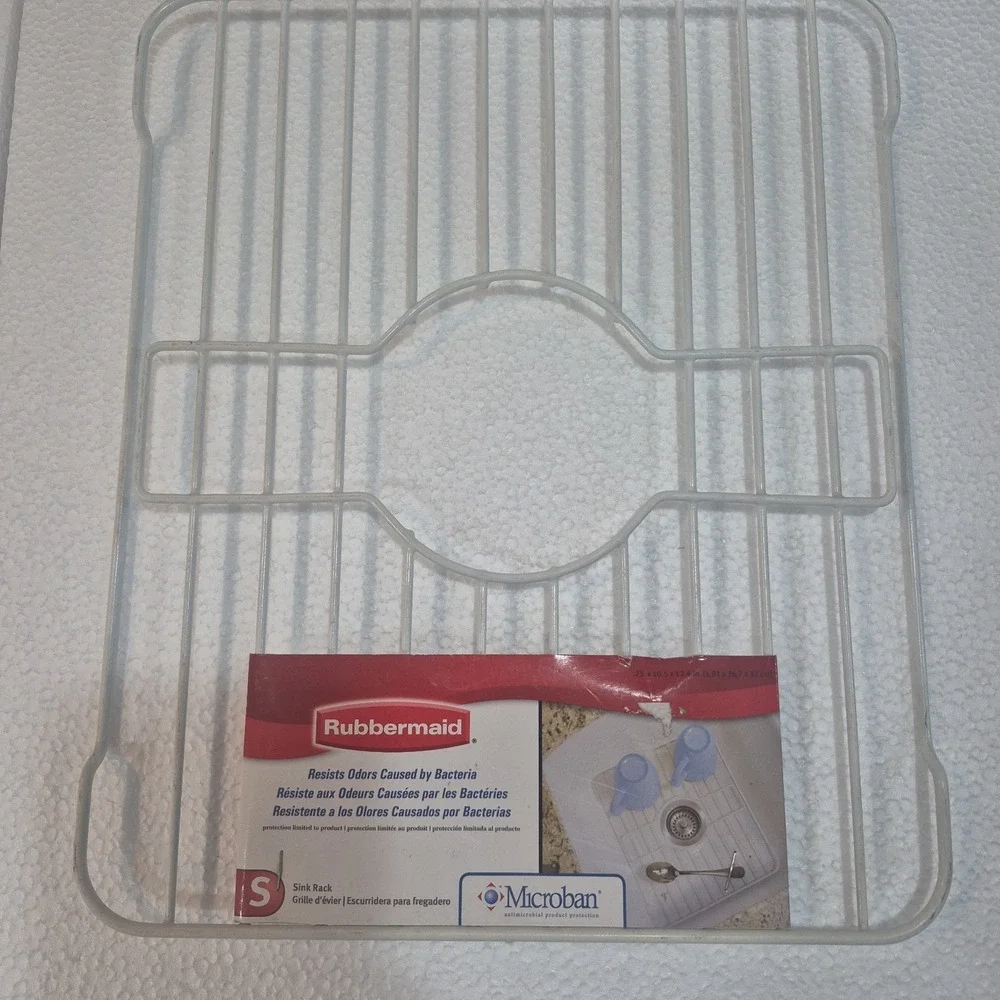 Rubbermaid Small Sink Rack White Kitchen Dish Drainer Grid Protector 6103